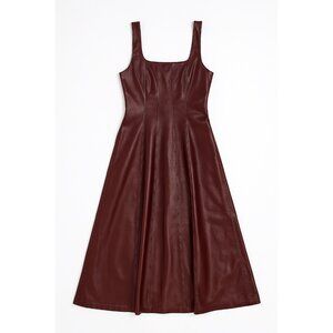 7 For All Mankind Vegan Leather Midi Dress | Burgundy | NWT